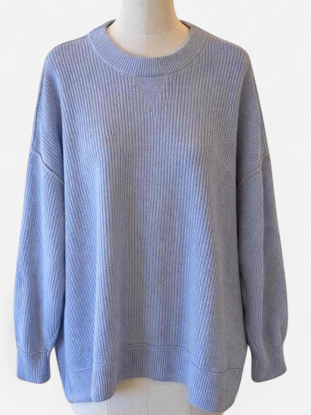 Aerie Oversized Ribbed Sweater Blue Crewneck Size M